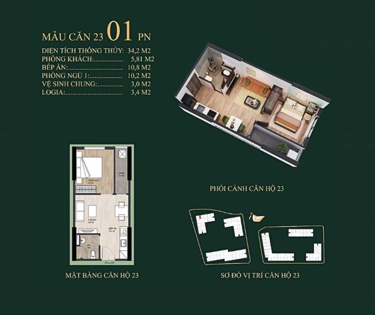 Căn hộ 1 phòng ngủ Lam Sơn Riverside Thanh Hóa